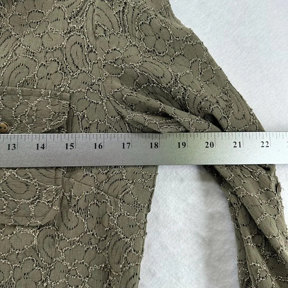 Tribal Top Womens Size M Floral Jacquard Shirt Button Front Long Sleeve Green - Picture 9 of 11